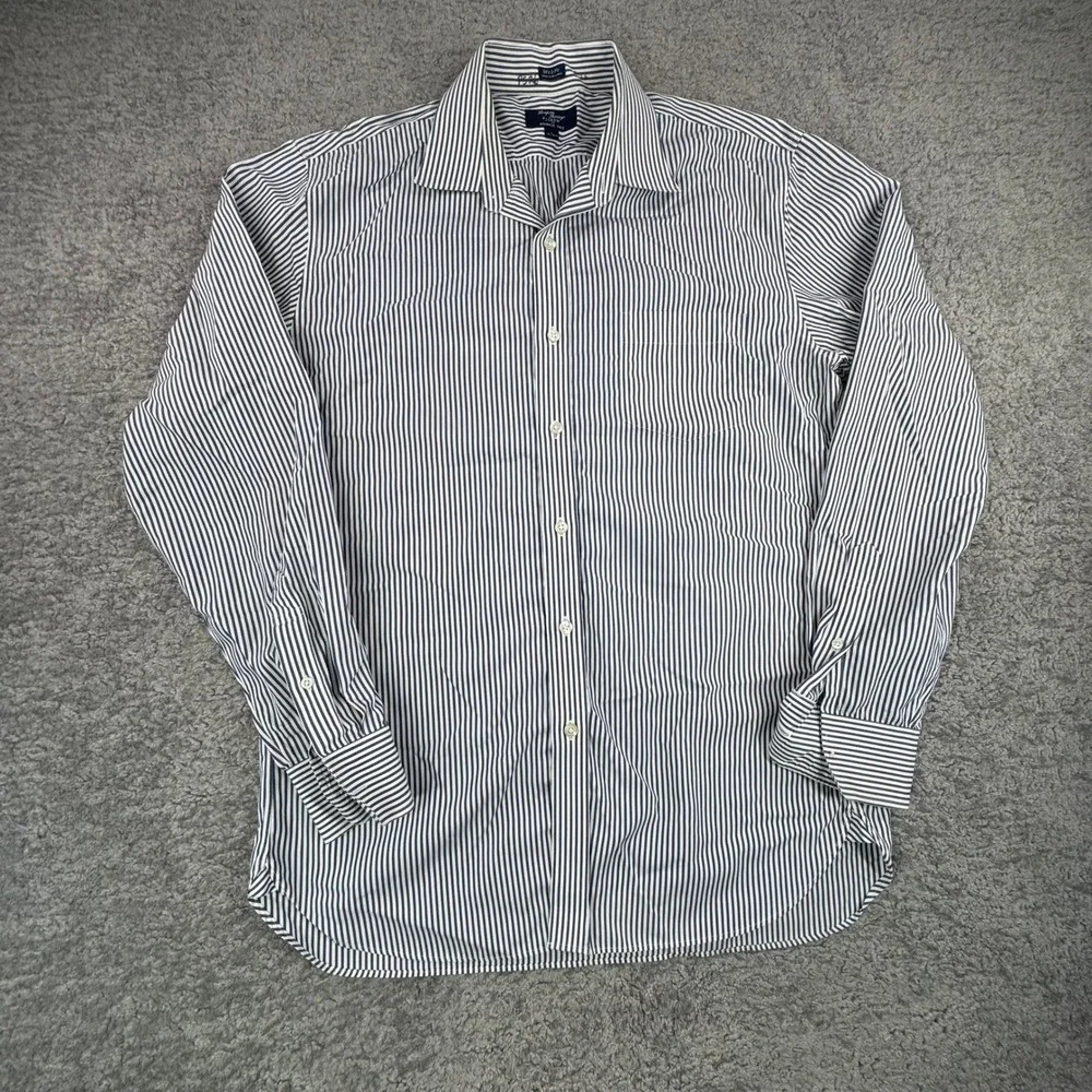 J Crew Men's Thompson Shirtings Dress Shirt 80's 2-Ply L(16-16 1/2) Navy Gingham